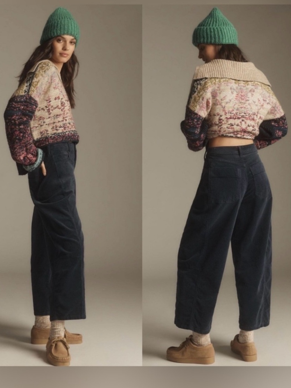 Anthropologie Pilcro Kenna Heritage Corduroy Barrel Pants Navy Size 30 - Picture 2 of 8
